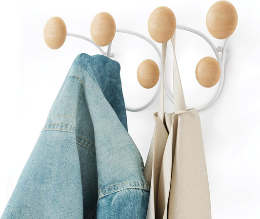 Umbra Dotsy Wandgarderobe 7 Haken Garderobenleiste dekorativ Weiß/Natur