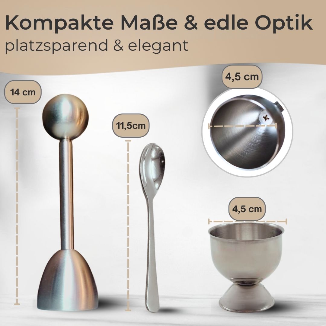 TA999 Eiköpfer Set Edelstahl 5-teiliges Frühstücksset mit Eierköpfer, Ei-Öffner