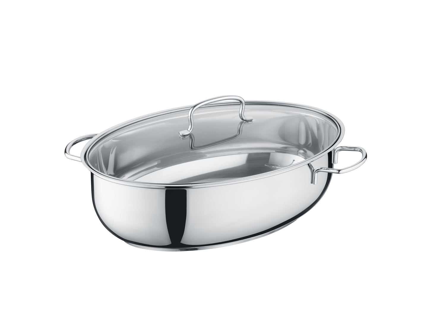 Berndes Edelstahlbräter mit Glasdeckel 38x26x12 cm