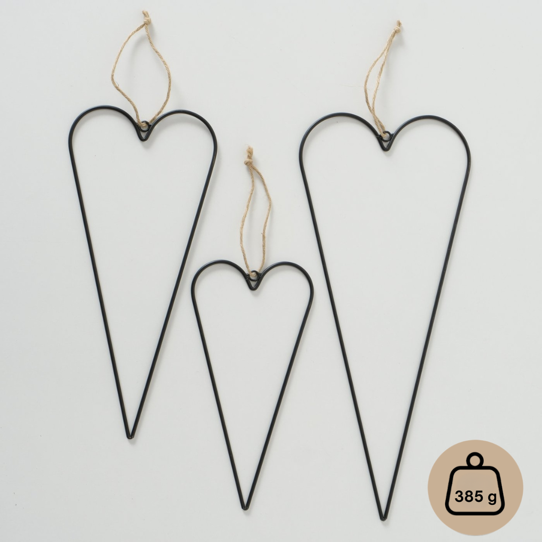 Top supplier 999 decorative pendants set of 3 hearts black
