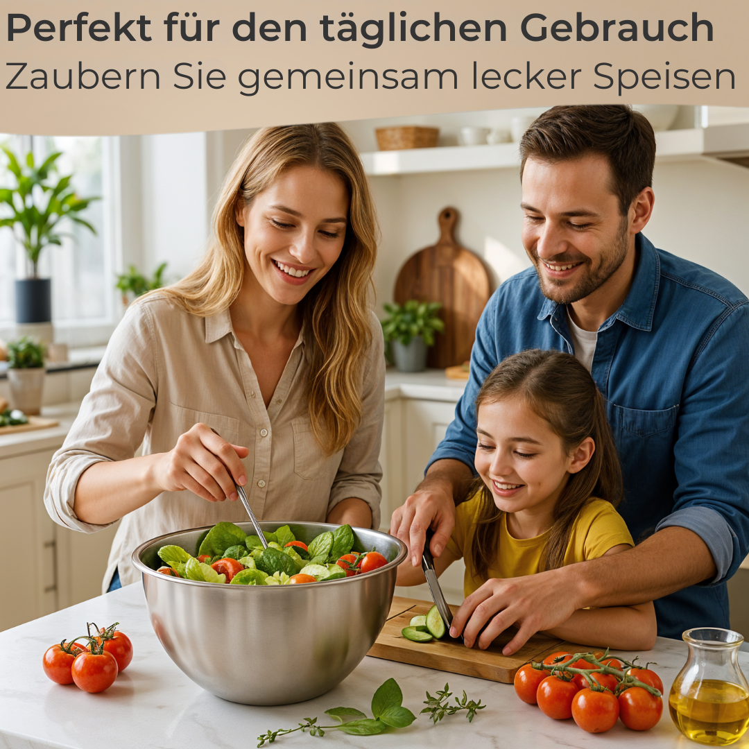 TOPANBIETER 999 3er Schüssel-Set mit luftdichten Deckeln- 6-teilig aus Edelstahl