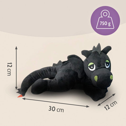 Habibi Plush Classic Wärmetier Glücksdrache schwarz Kuscheltier Wärmekissen Wärmflasche