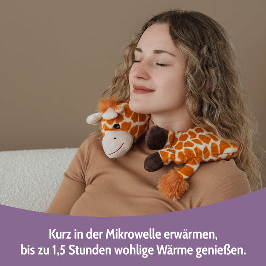 Habibi Plush Premium Nackenhörnchen Giraffe herausnehmbares Körnerkissen Neckwarmer Schal