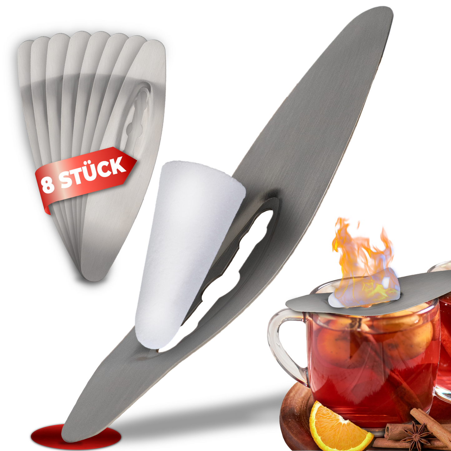 Kela Minizuckerzange Picco - Feuerzange - rostfreier Stahl - perfekt für Zuckerhut - Feuerzangenbowle - 4 / 8 Stück