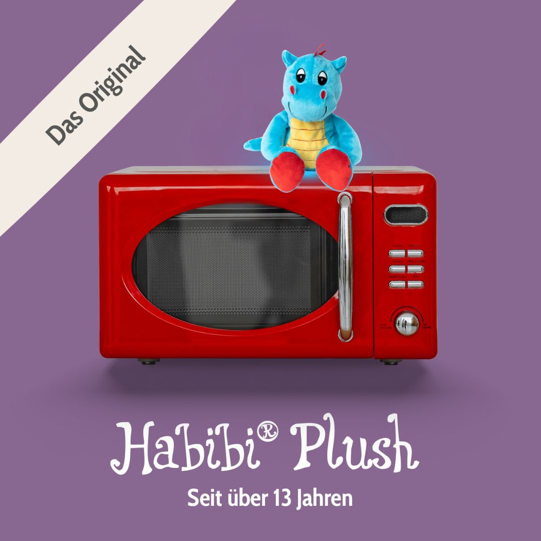 Habibi Plush Premium Wärmetier Drachenbaby blau herausnehmbares Körnerkissen
