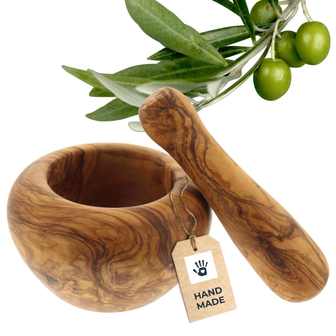 Hofmeister mortar & pestle olive wood 11 cm