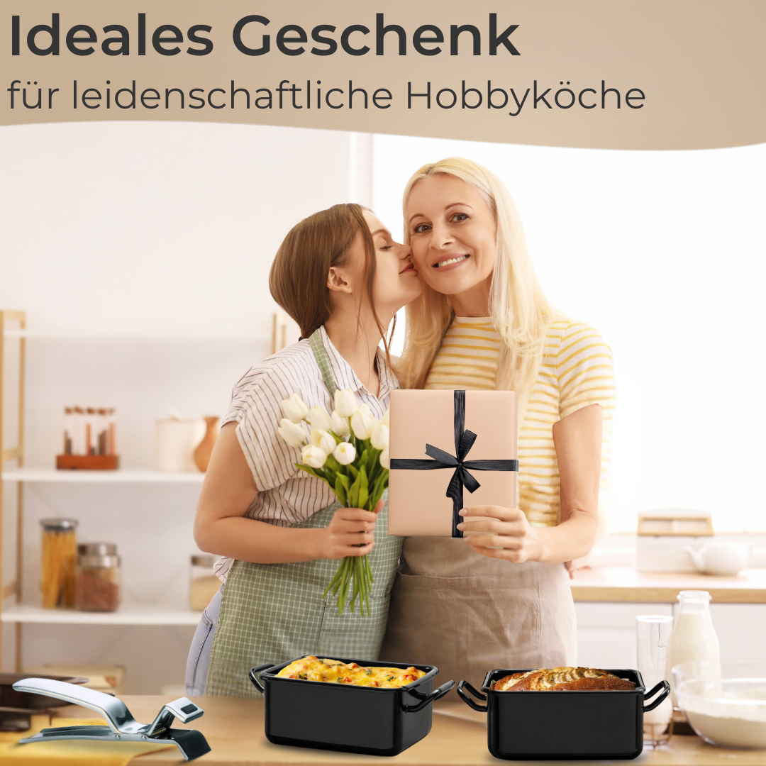 3-piece starter set for the air fryer (2 enamel baking pans & 1 oven tongs)