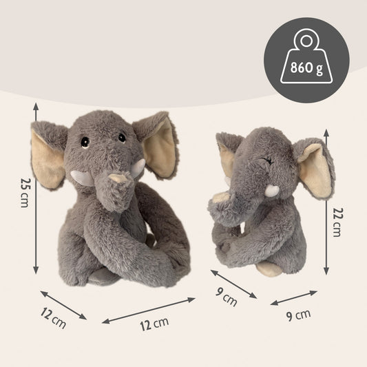 Habibi Plush Premium Wärmetier Hugys Elefant Papa+Kind herausnehmbares Kissen