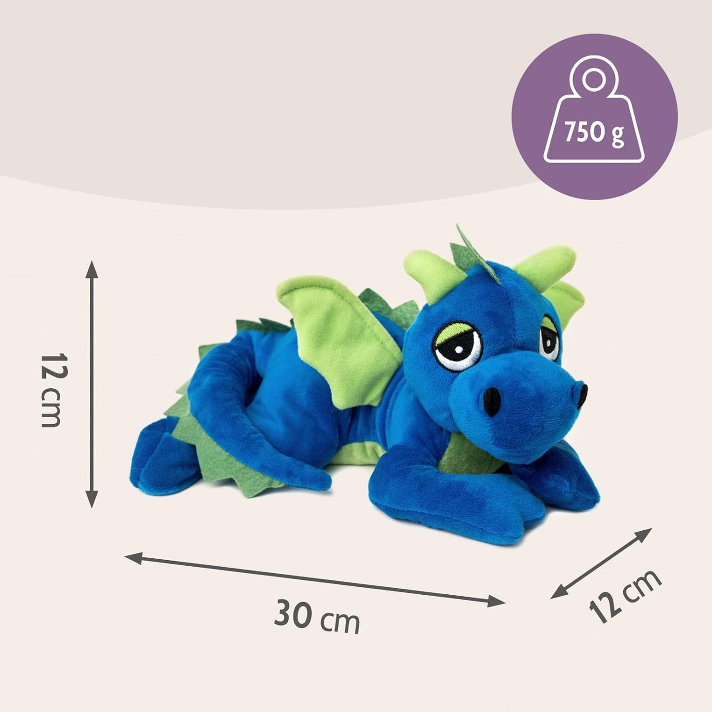 Habibi Plush Classic warming toy lucky dragon blue cuddly toy heat pad hot water bottle