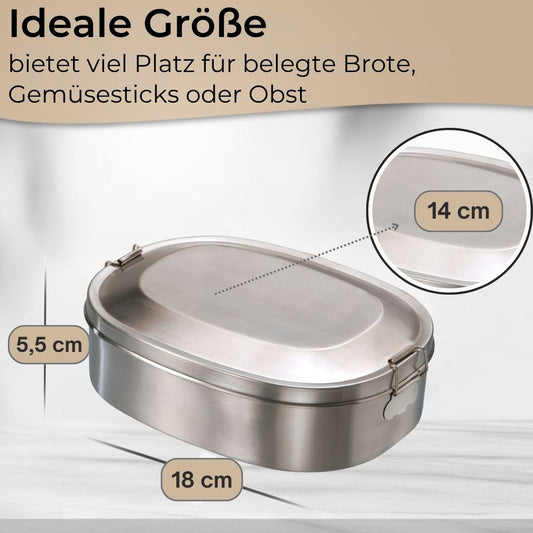 MATO Edelstahl Vesperdose 14 x 18 cm Vesperbox Brotdose Lunchbox Dose Box Behälter