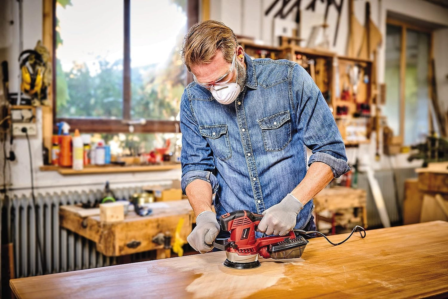 Einhell Exzenterschleifer TE-RS 40 E – 400 W, Drehzahlregelung, Staubabsaugung