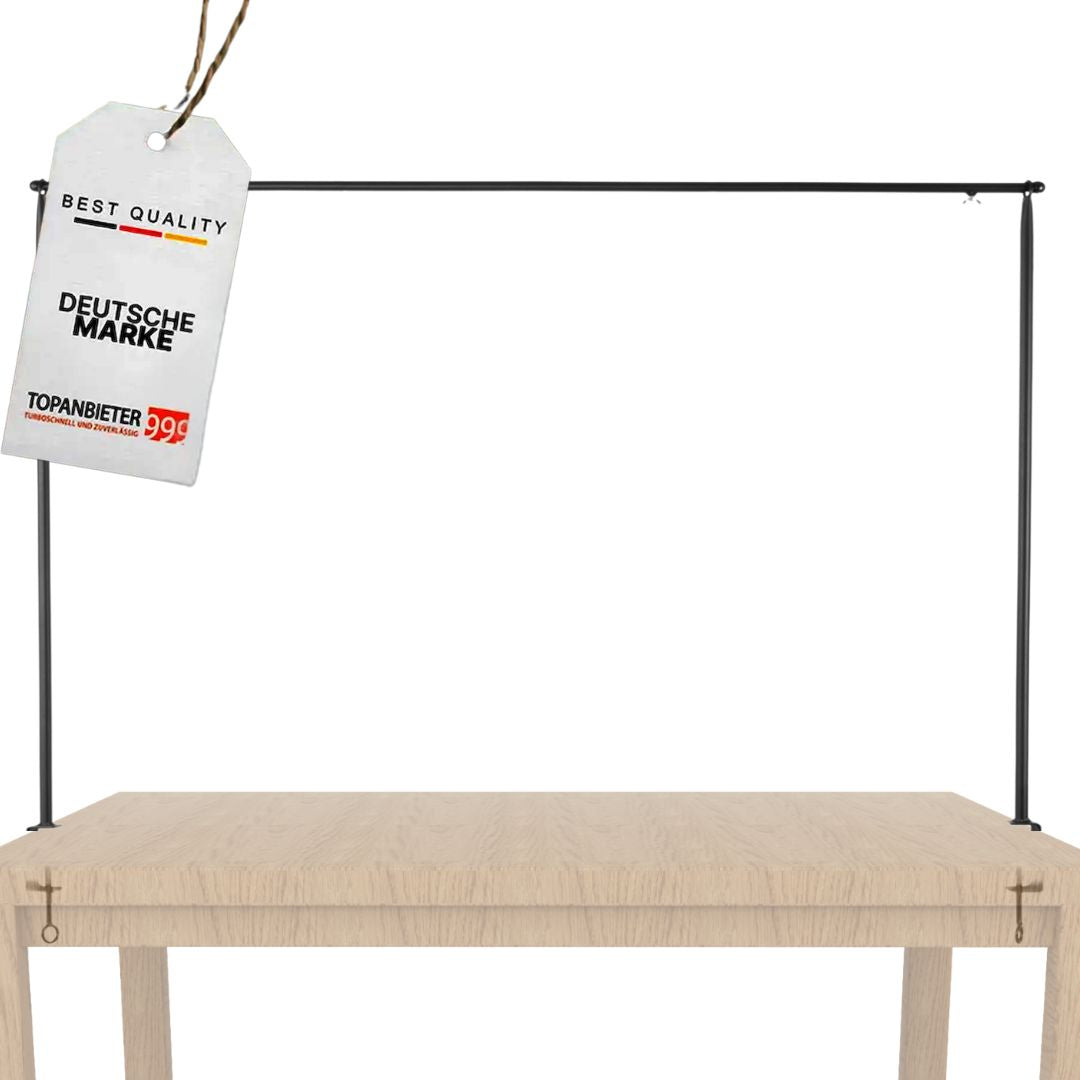 Premium decorative table frame, metal, black - extendable table decoration rod 117–211 cm – adjustable metal frame with clamp – table frame for tables with straight edges