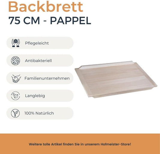 Hofmeister Backbrett 75cm Nudelbrett Holzbrett Teigbrett Unterlage Küchenbrett