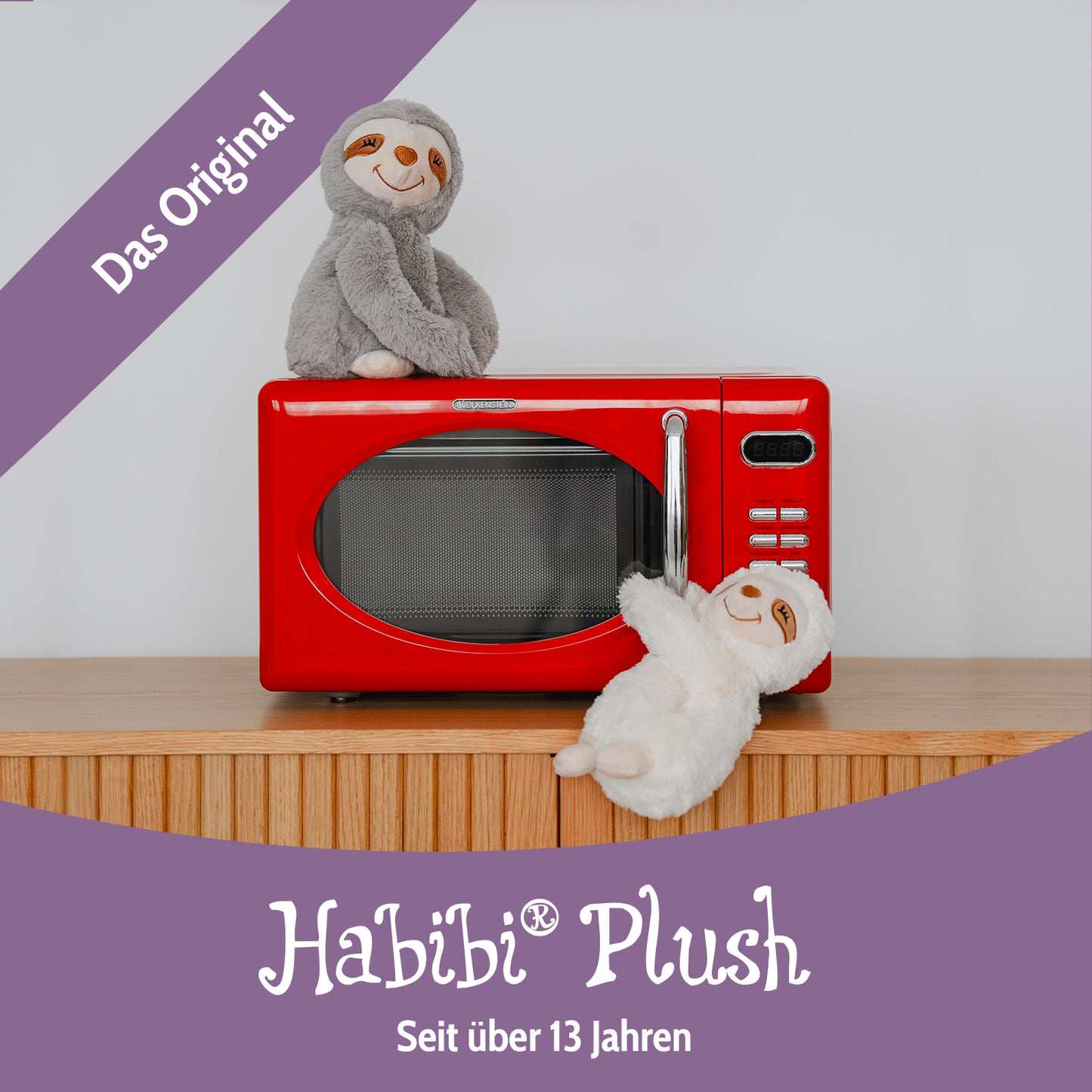 Habibi Plush Premium Wärmetier Hugys Faultier Mama+Kind herausnehmbares Kissen