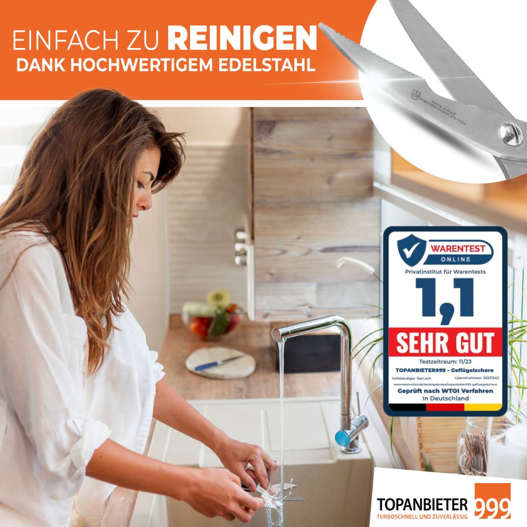 TOPANBIETER 999 Küchenschere extra scharf für Küche, Pizza, Geflügel und mehr