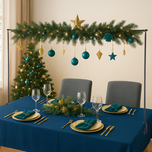 TA999 Dekostange -Tischgestell Metall schwarz, mit Klemmen,ausziehbar bis 211 cm