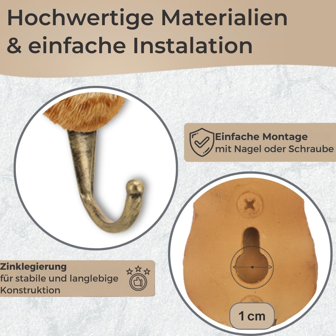 Dog hook set, 4 pieces: dog head decorative hooks & coat hooks for hallway, bathroom & kitchen