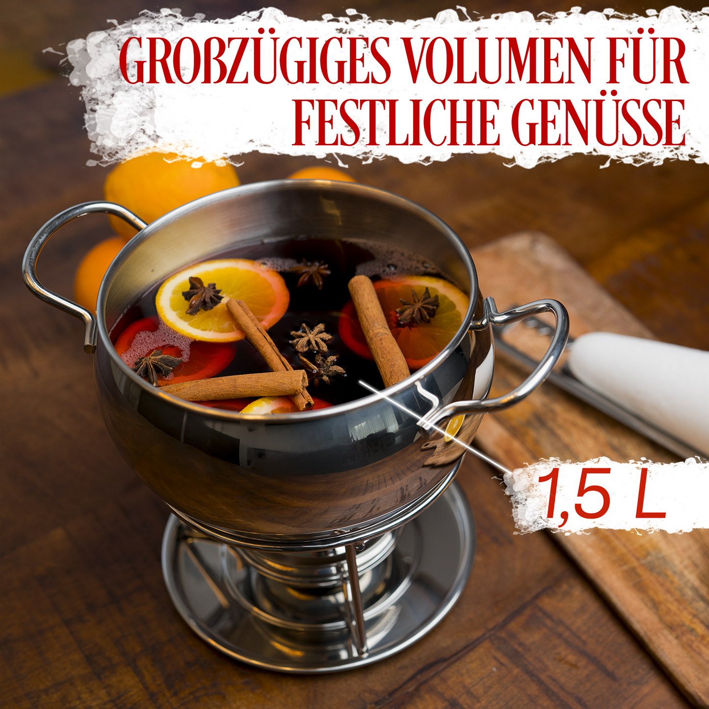 Feuerzangenbowle Set Edelstahl 1,5 Liter Feuerzange Glühwein Punsch Zuckerhut