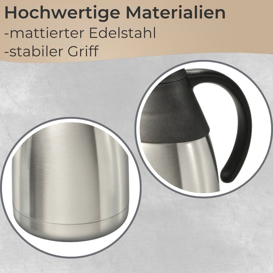 Mato Isolierkanne Jones 1,5 Liter Edelstahl Thermos Kanne Kaffee Tee