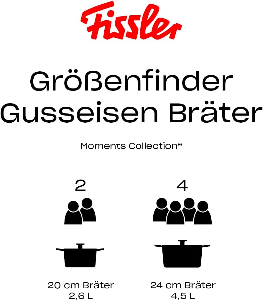 Fissler Moments Collection/Emaillierte Gusseisen-Bräter Ø 20 cm burgundrot
