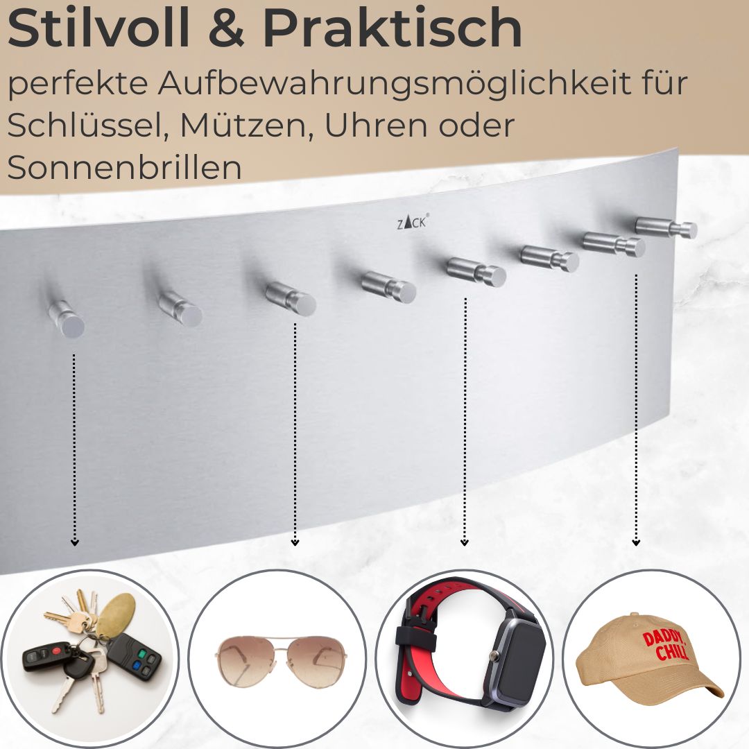 Zack ERGO Schlüsselbrett, Edelstahl matt