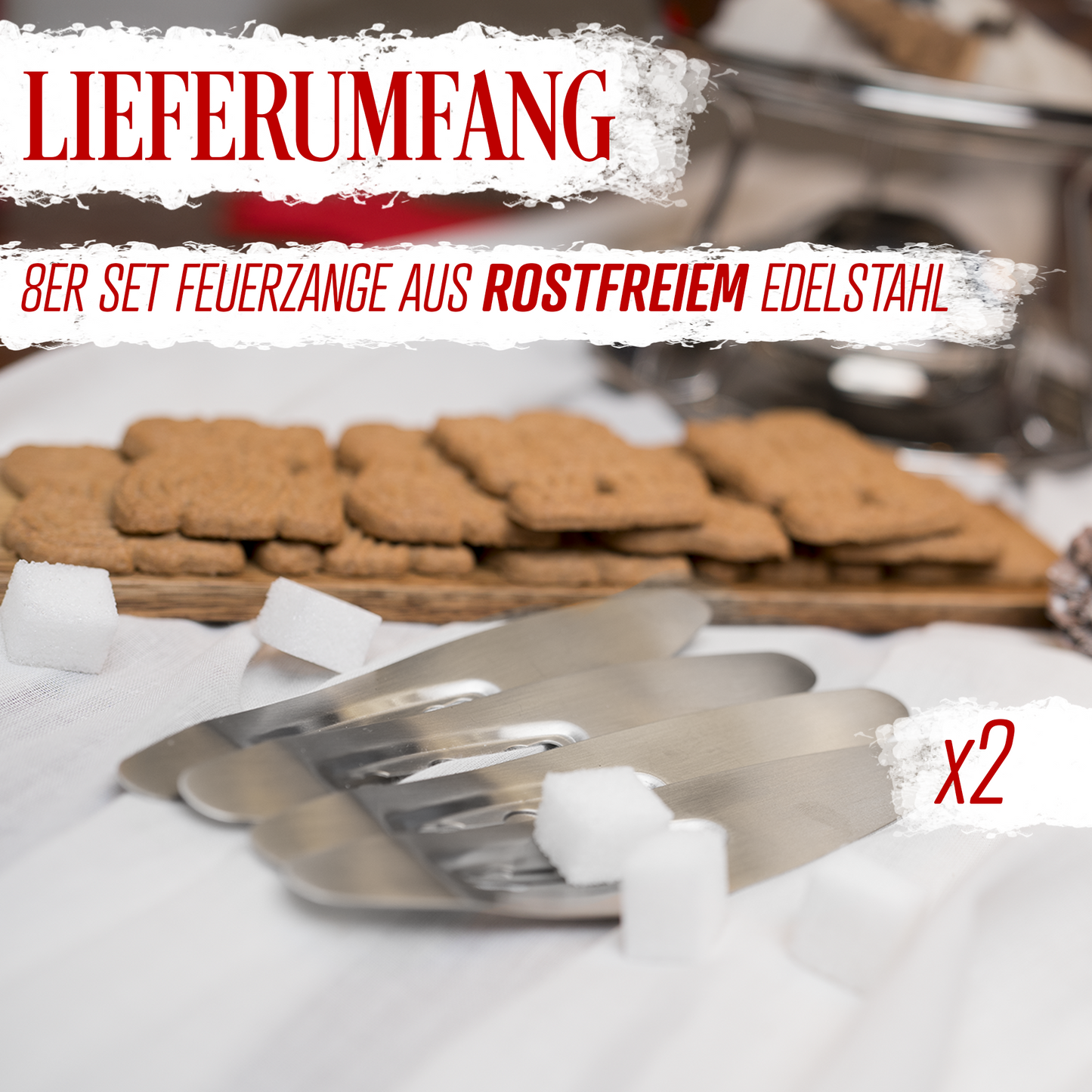 Kela Minizuckerzange Picco - Feuerzange - rostfreier Stahl - perfekt für Zuckerhut - Feuerzangenbowle - 4 / 8 Stück