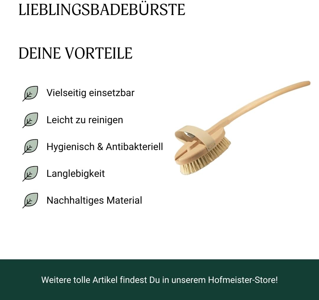 Hofmeister Badebürste 47 cm Buchenholz Rückenbürste Naturborsten