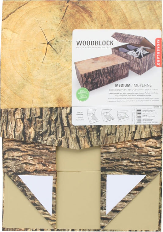 Kikkerland Aufbewahrung Kiste Woodblock medium