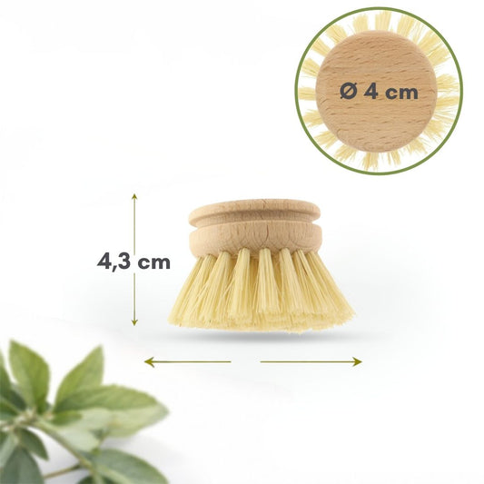 Kleiner Ersatz-Bürstenkopf Ø 4,3cm 2er Set Fibre für Holz-Spülbürsten 23cm Küche