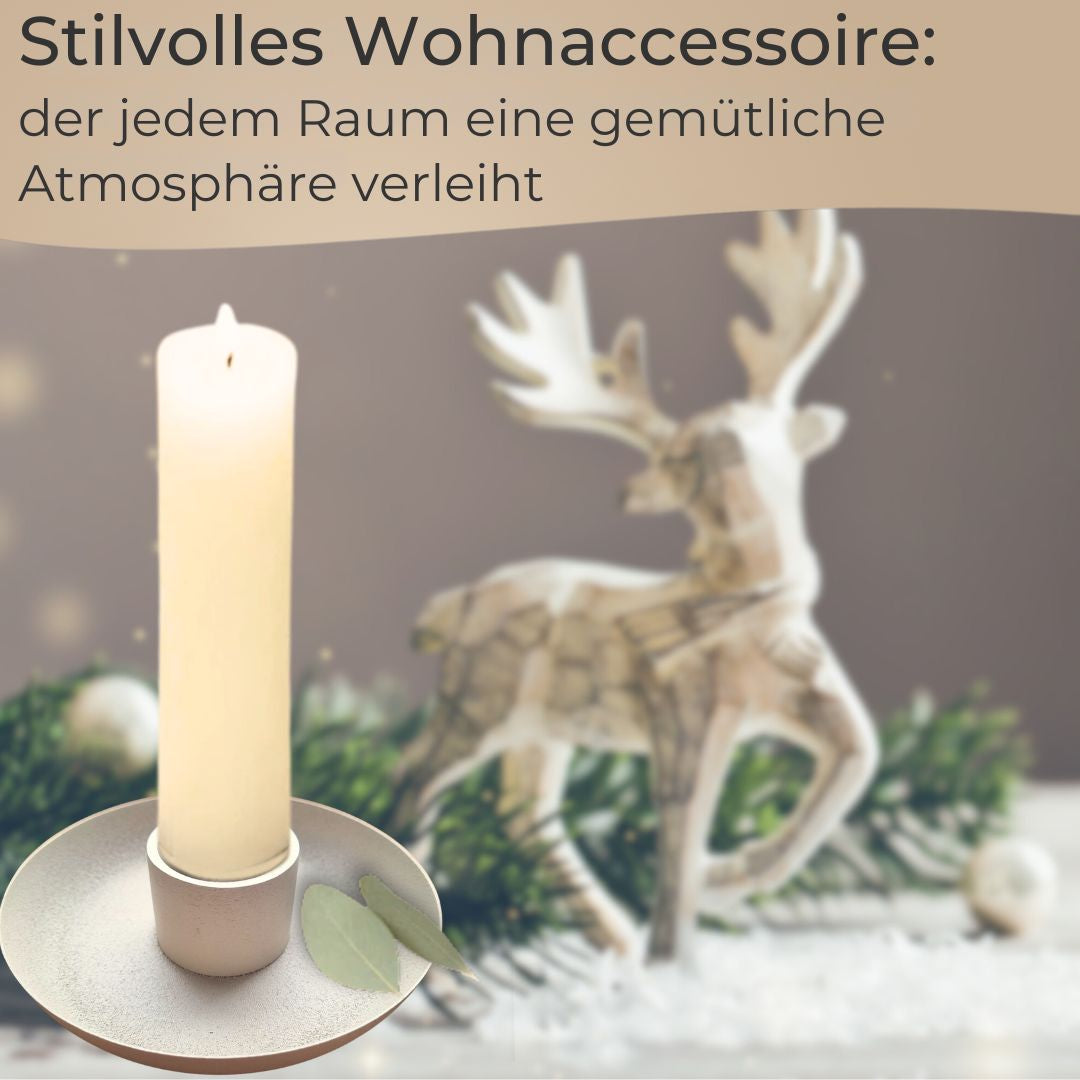 IB Laursen Kerzenhalter Skandi Design aus Metall, staubig beige 13 cm Stabkerze