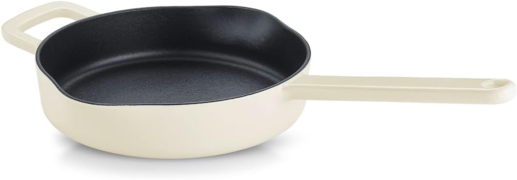 Fissler Gusseisen Pfanne 24cm Elfenbeinweiß antihaft hoher Rand mit Ausgießer
