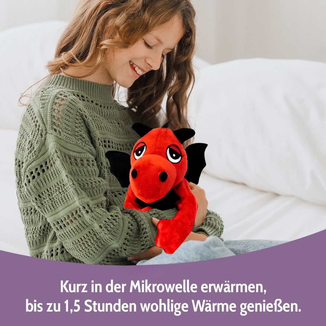 Habibi Plush Classic Warming Toy Lucky Dragon Red Cuddly Toy Heat Pad Hot Water Bottle