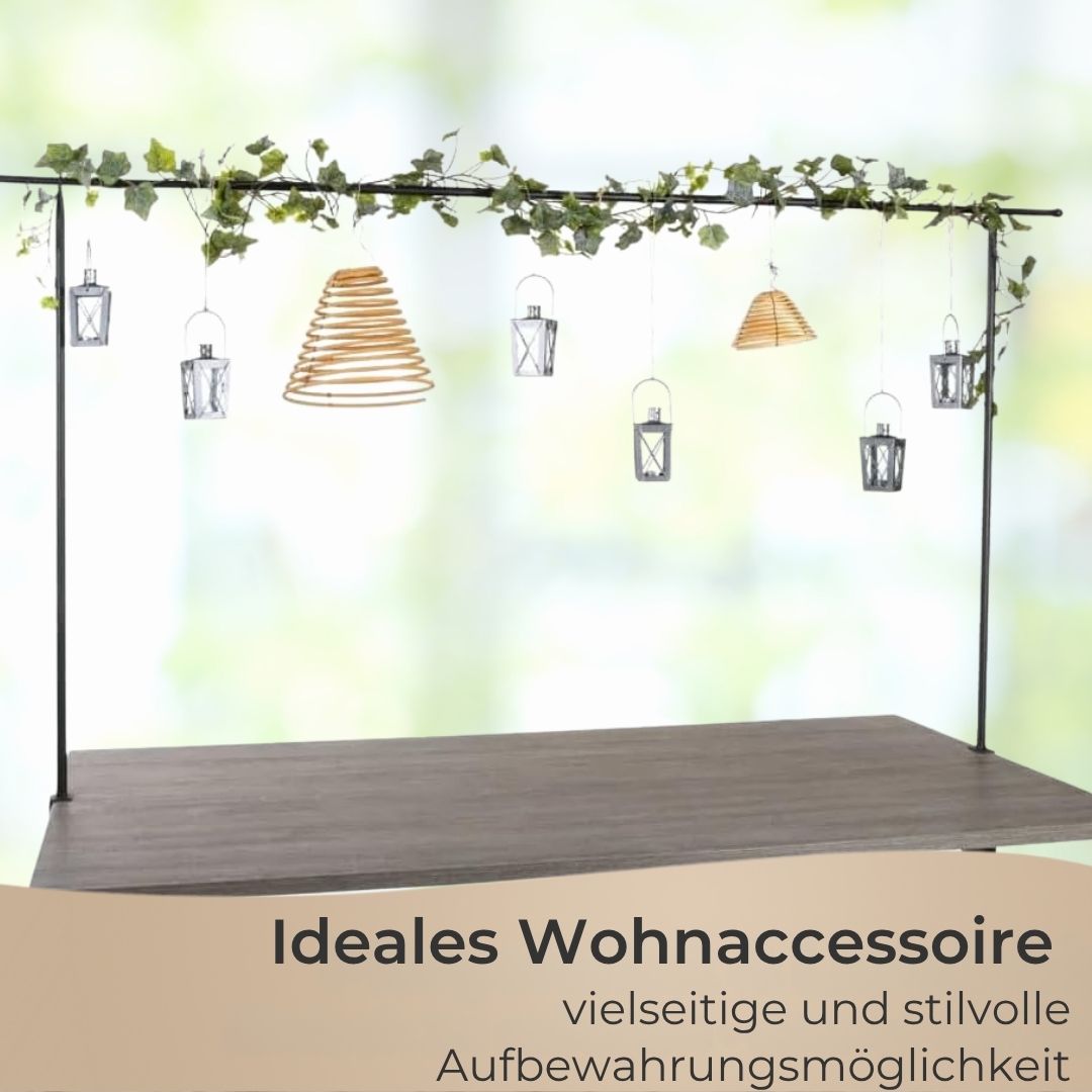 Premium decorative table frame, metal, black - extendable table decoration rod 117–211 cm – adjustable metal frame with clamp – table frame for tables with straight edges