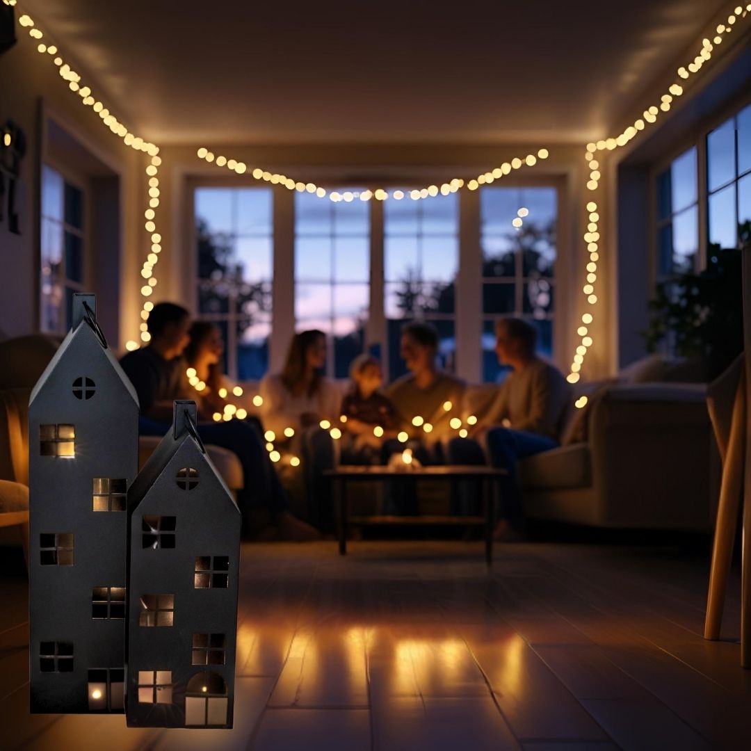 TOPANBIETER 999 Premium 2-piece Set of Lanterns, XXL Metal, Black, 66 and 96 cm tall, Indoor Lantern, Windlight, Giant Lantern with Handle & Freestanding, Perfect for Hallway, Living Room or Entrance Hall