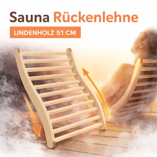 Sauna Rückenlehne Linden S-Form ergonomisch rutschfese Korkstopper Rückenstütze