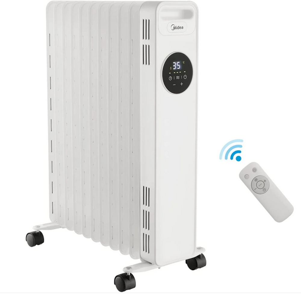 Midea Ölradiator 2300W, Heizlüfter Energiesparend Leise,Elektroheizung mit 11 Rippen, Thermostat,24h Timer,3 Heizstufen mit Fernbedienung,LED Display, Kipp- und Überhitzungsschutz,ECO-Modus