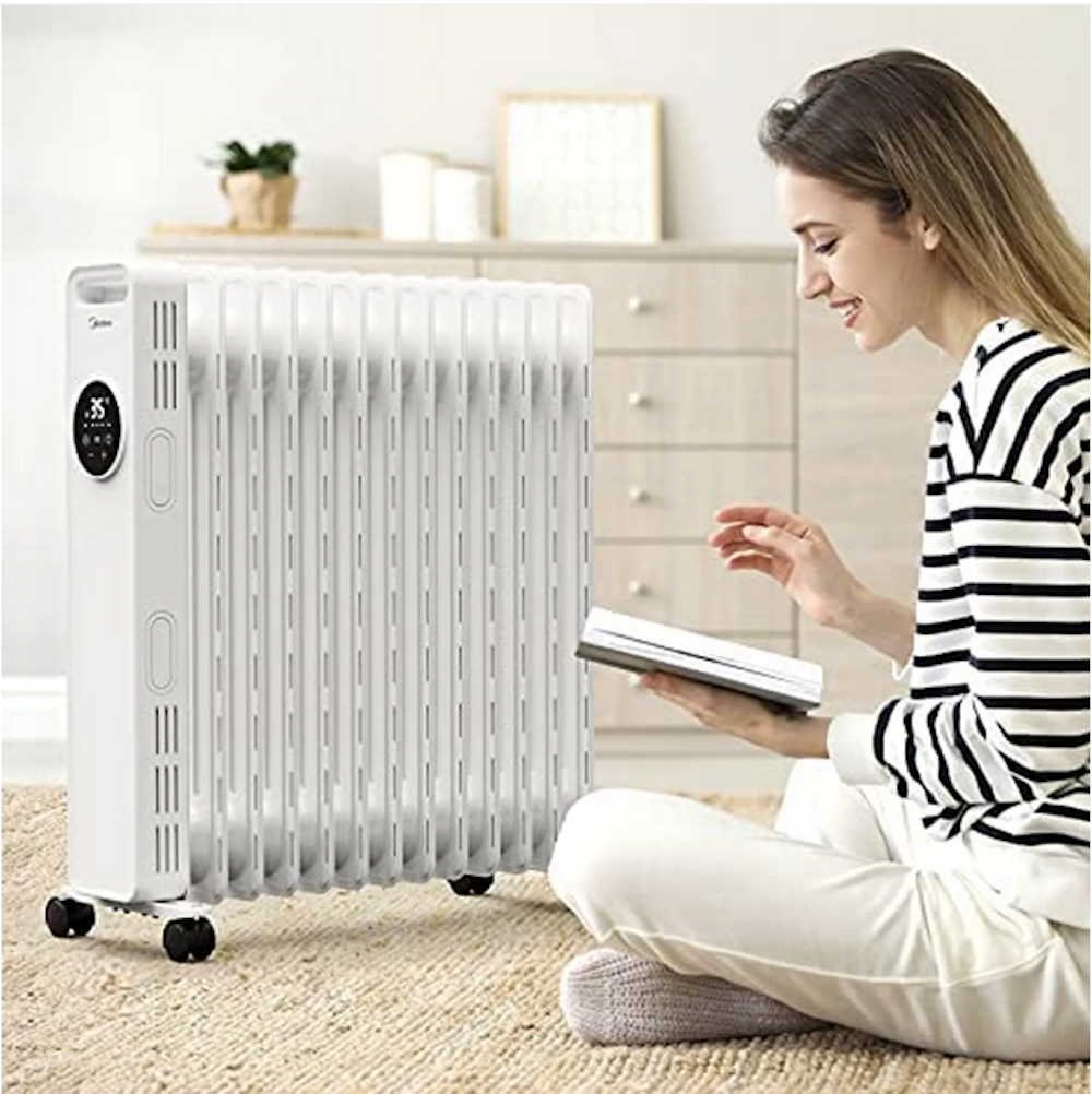 Midea Ölradiator 2300W, Heizlüfter Energiesparend Leise,Elektroheizung mit 11 Rippen, Thermostat,24h Timer,3 Heizstufen mit Fernbedienung,LED Display, Kipp- und Überhitzungsschutz,ECO-Modus