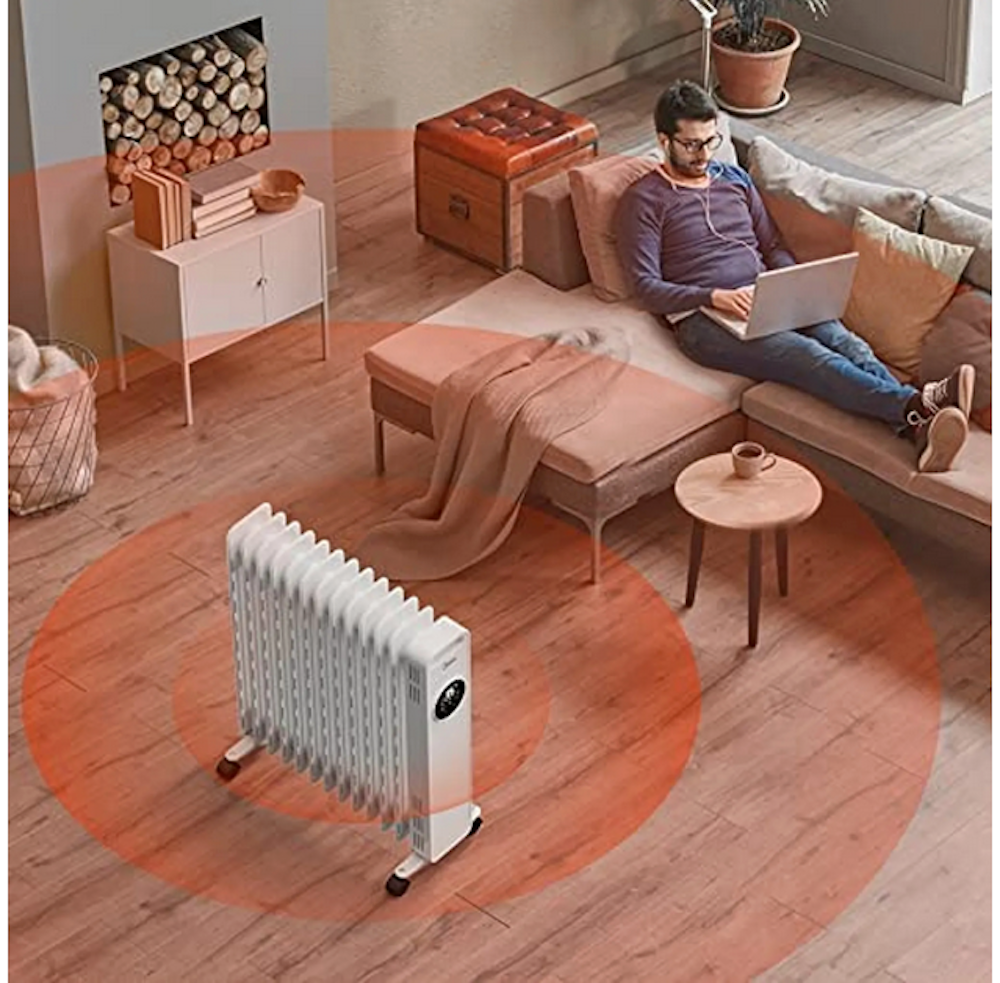 Midea Ölradiator 2300W, Heizlüfter Energiesparend Leise,Elektroheizung mit 11 Rippen, Thermostat,24h Timer,3 Heizstufen mit Fernbedienung,LED Display, Kipp- und Überhitzungsschutz,ECO-Modus