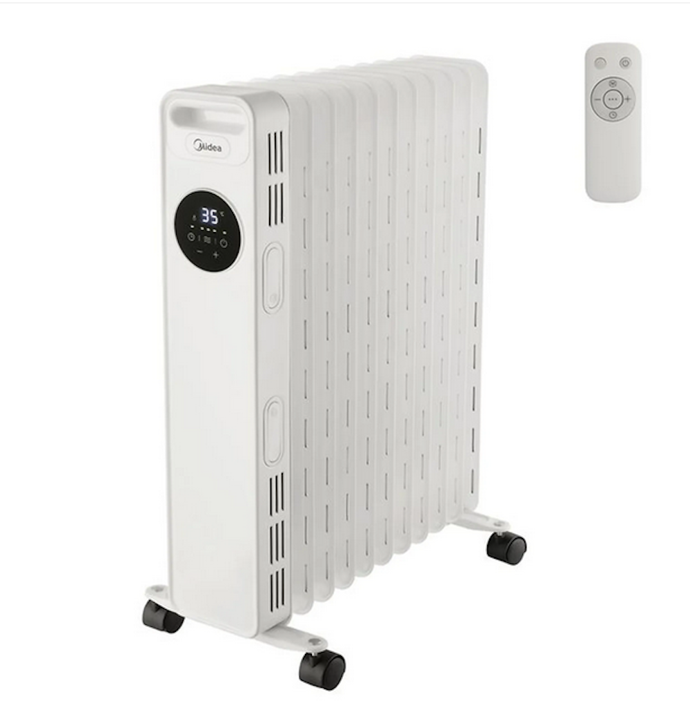 Midea Ölradiator 2300W, Heizlüfter Energiesparend Leise,Elektroheizung mit 11 Rippen, Thermostat,24h Timer,3 Heizstufen mit Fernbedienung,LED Display, Kipp- und Überhitzungsschutz,ECO-Modus