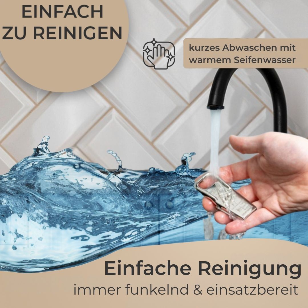 Flaschenöffner und - verschließer Hermetus aus Stahl, 3 in 1 – Kapselheber, Schraubverschlussöffner und Flaschenverschließer, Made in Germany