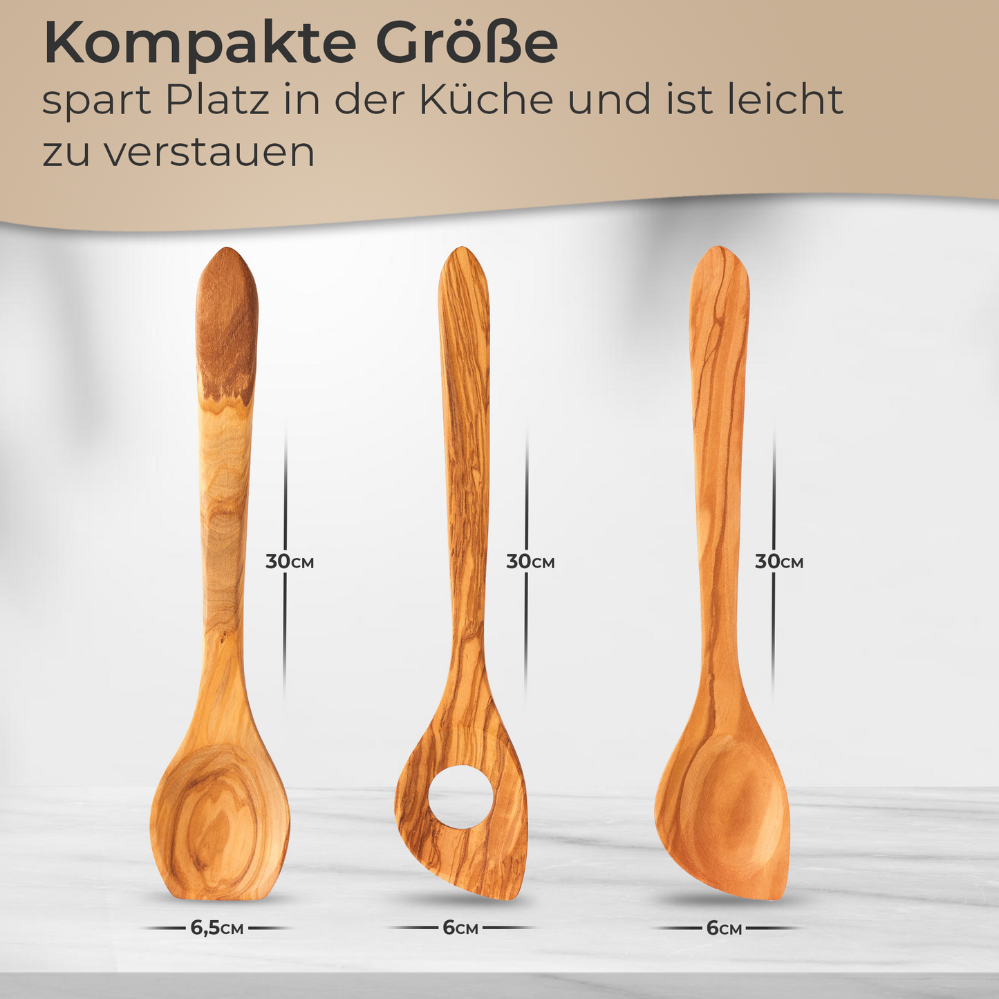 Küchenhelfer Olivenholz- Kochbesteck Kochlöffel Pfannenwender Salatbesteck