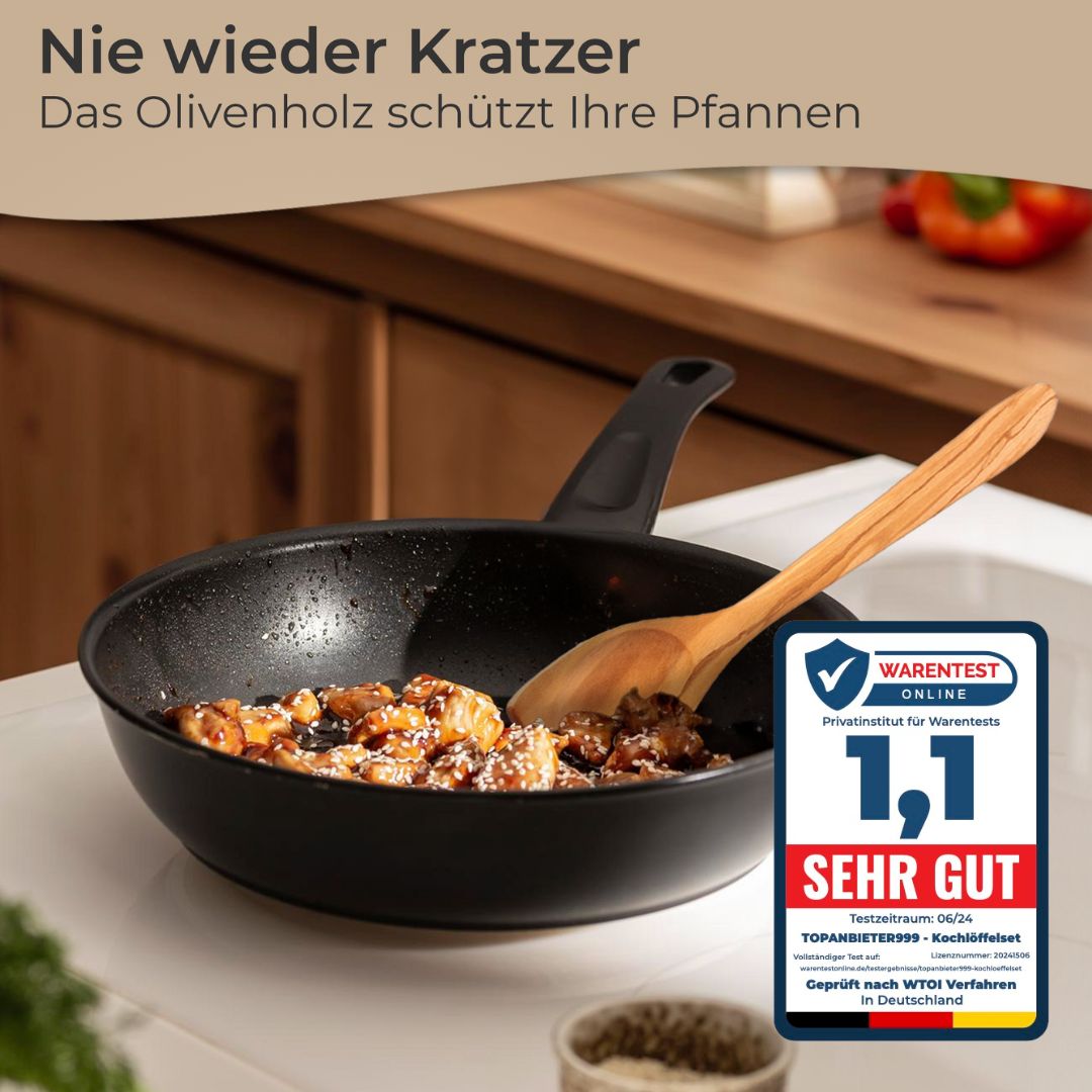 Küchenhelfer Olivenholz- Kochbesteck Kochlöffel Pfannenwender Salatbesteck