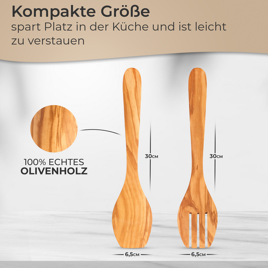 Küchenhelfer Olivenholz- Kochbesteck Kochlöffel Pfannenwender Salatbesteck