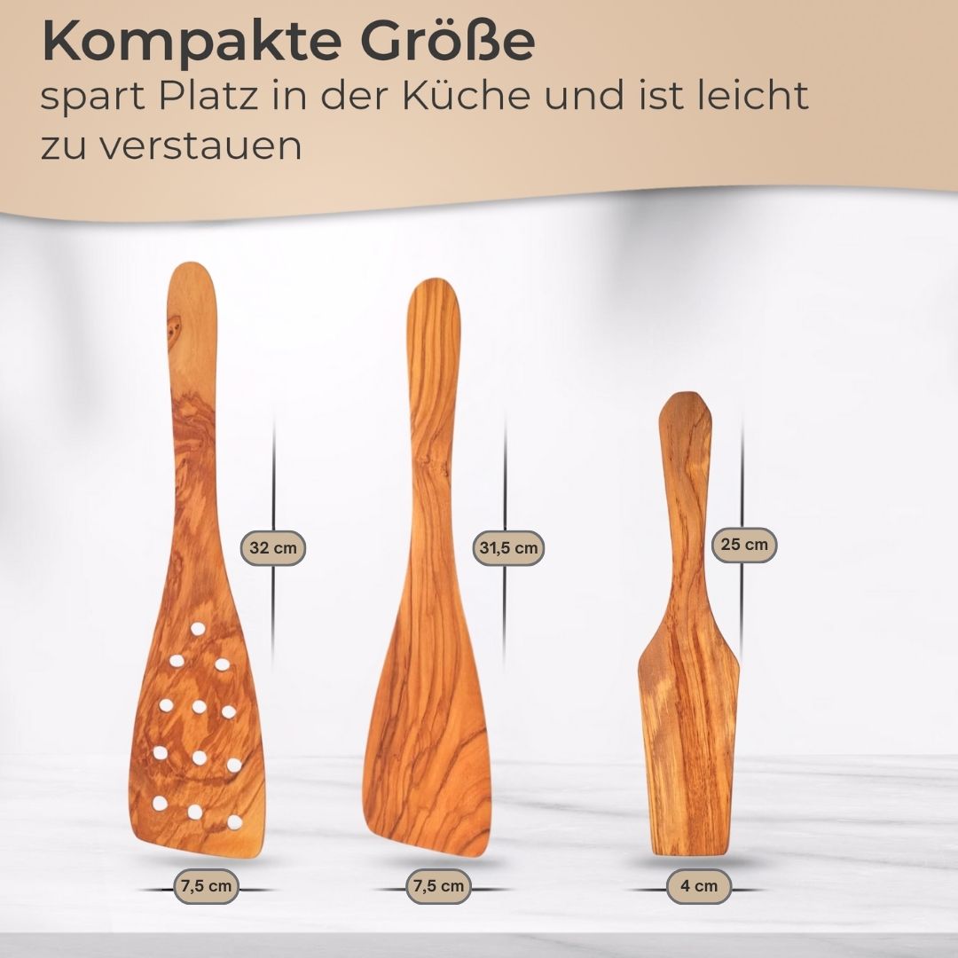 Küchenhelfer Olivenholz- Kochbesteck Kochlöffel Pfannenwender Salatbesteck