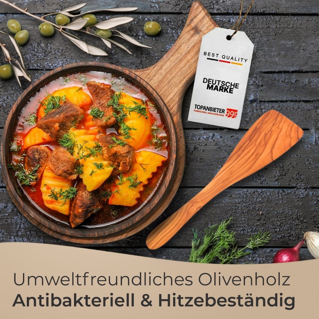 Küchenhelfer Olivenholz- Kochbesteck Kochlöffel Pfannenwender Salatbesteck