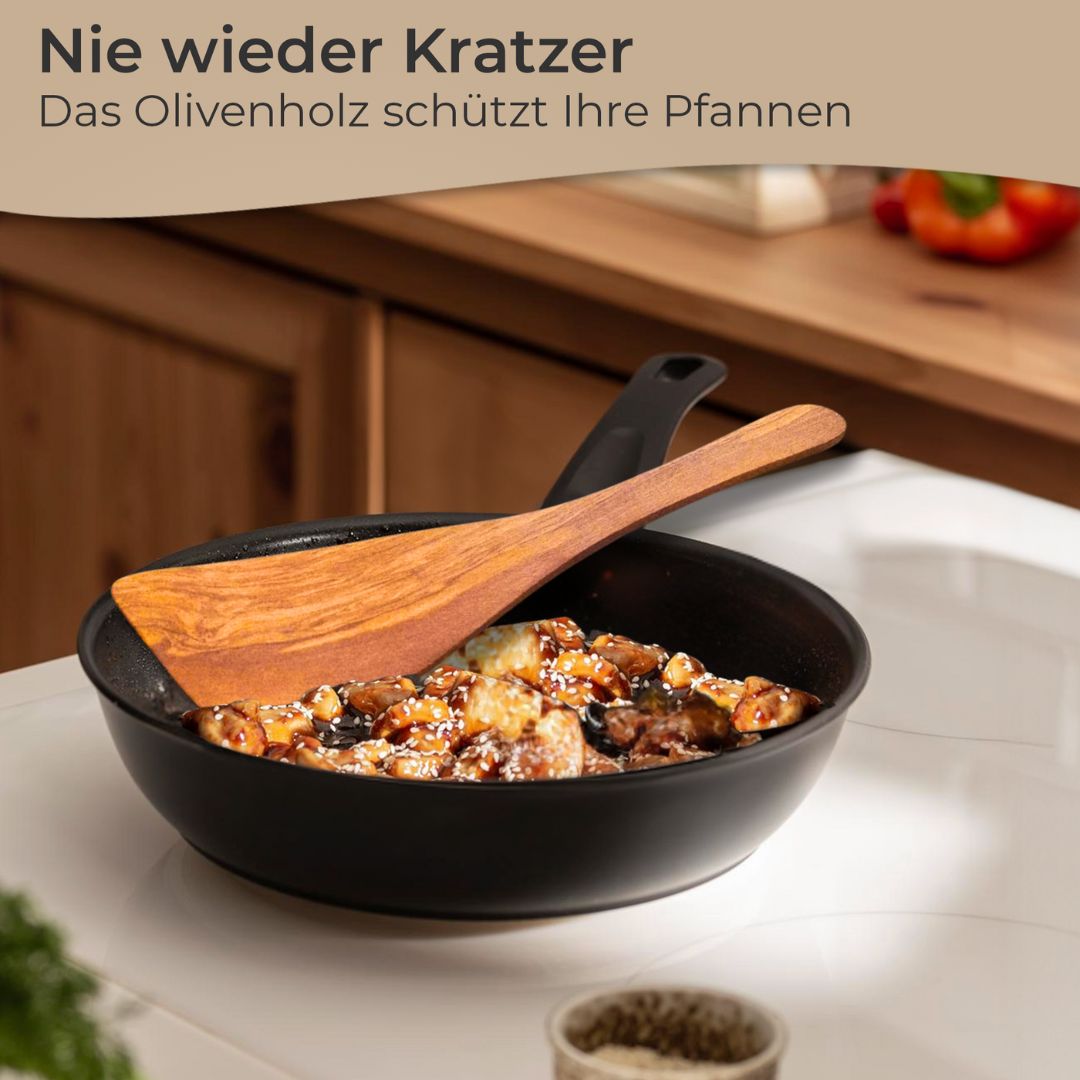 Küchenhelfer Olivenholz- Kochbesteck Kochlöffel Pfannenwender Salatbesteck