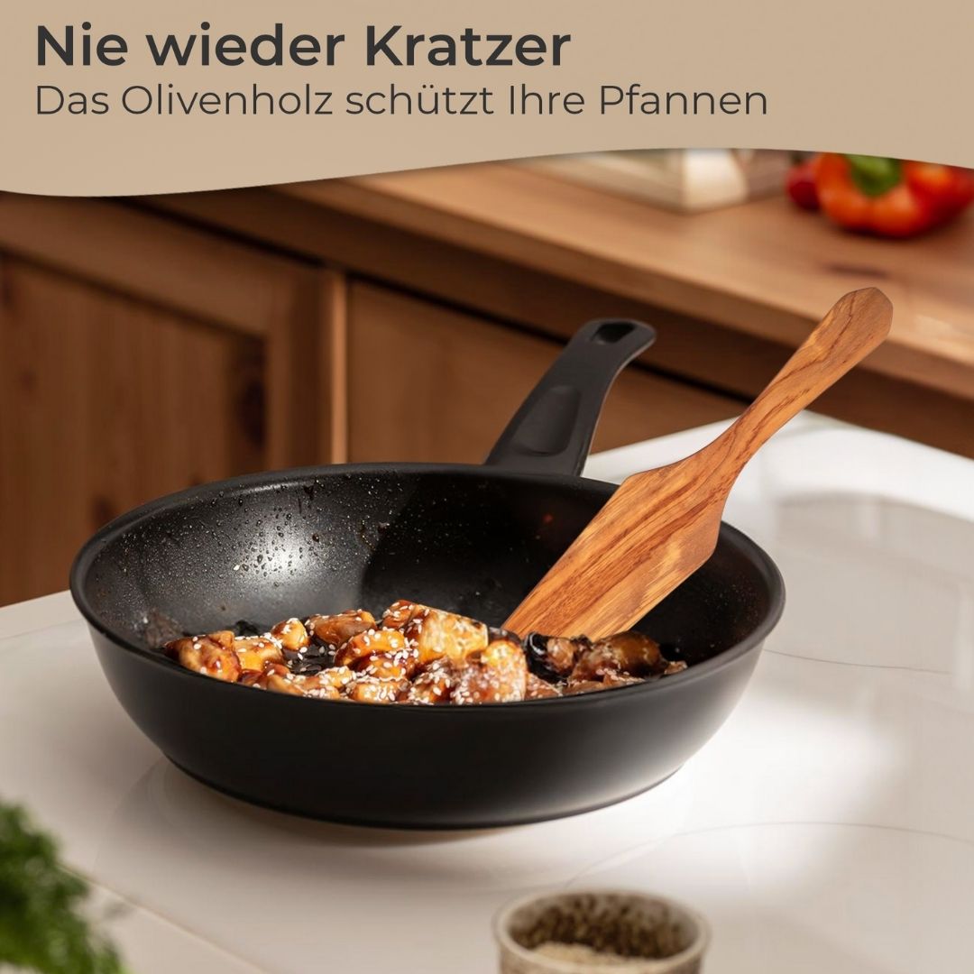 Küchenhelfer Olivenholz- Kochbesteck Kochlöffel Pfannenwender Salatbesteck