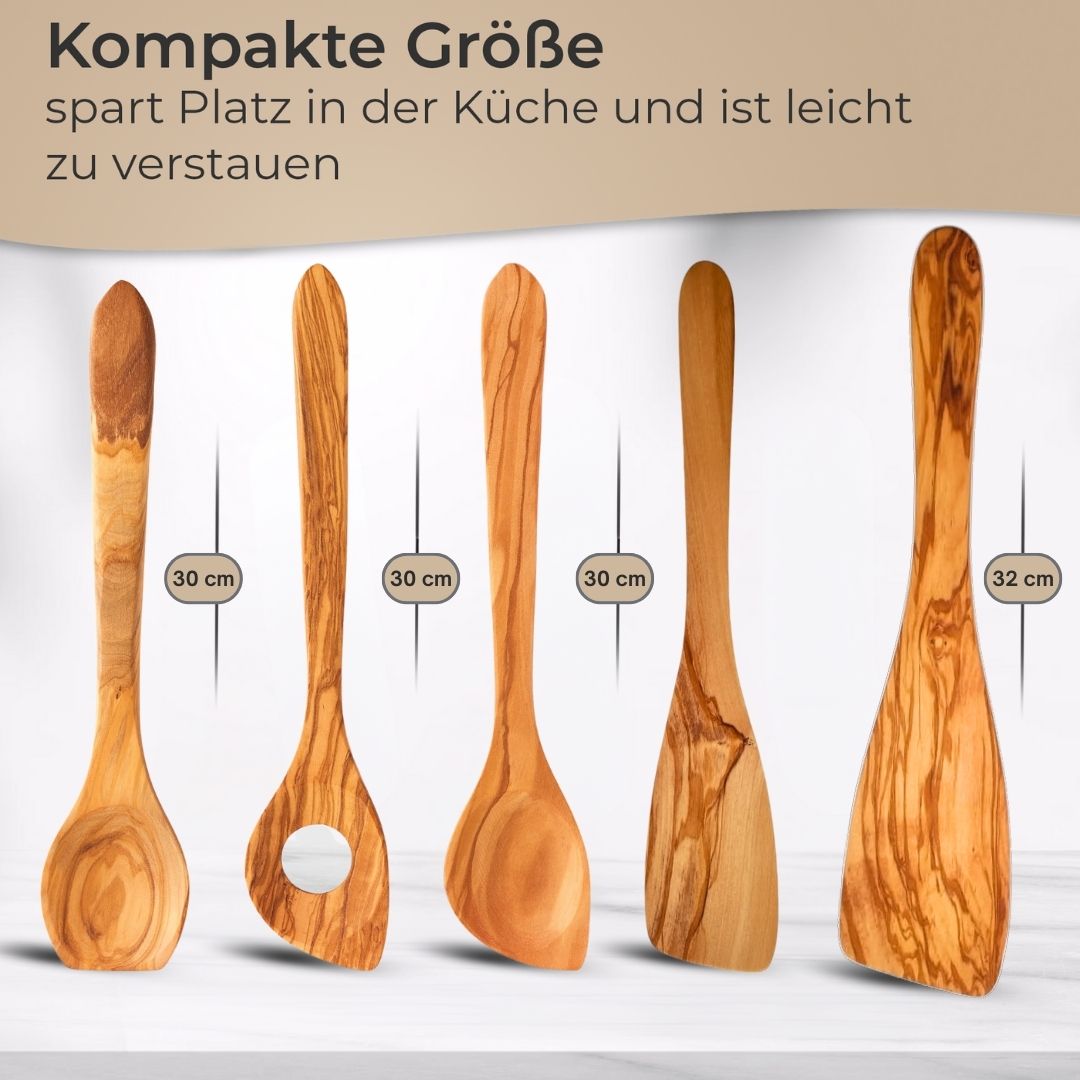 Küchenhelfer Olivenholz- Kochbesteck Kochlöffel Pfannenwender Salatbesteck