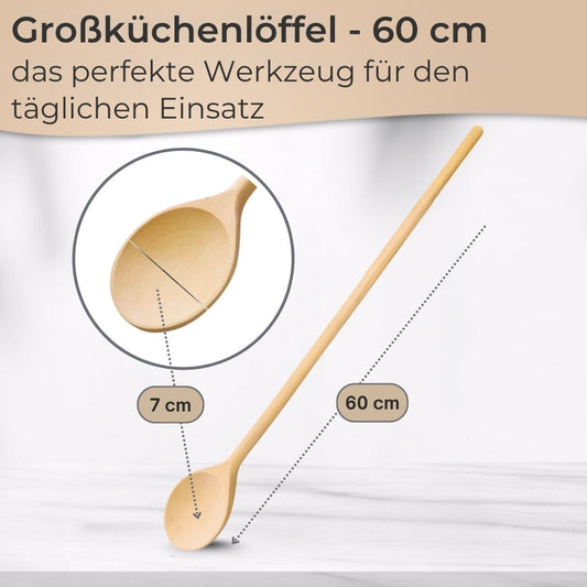 Kochlöffel Buchenholz 60/80/100 cm extra langer stabiler Kochlöffel Made in EU