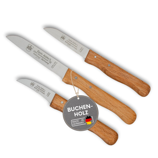 Küchenmesser Set Edelstahl & Buche rostfrei Gemüs-& Obstmesser Allzweckmesser
